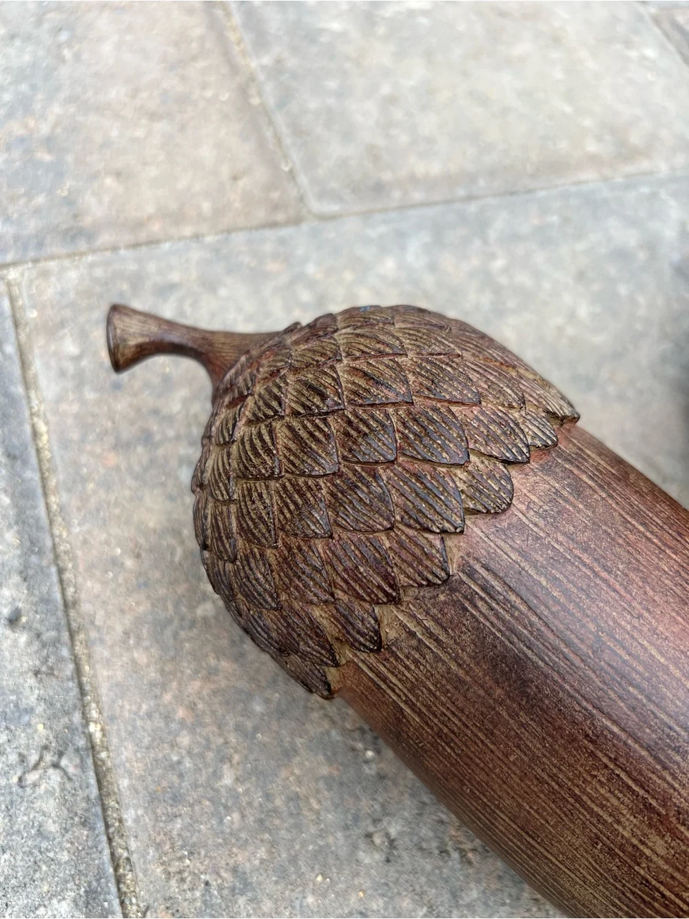 Pair of Large 7-9” Faux Bois Resin Acorn Sculptures – Woodland Decor Figurine